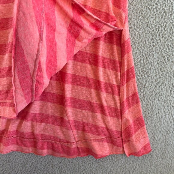 Free People Trapeze Top Pink Striped Oversized ¾ Sleeve Tunic High Low Hem - Picture 15 of 16